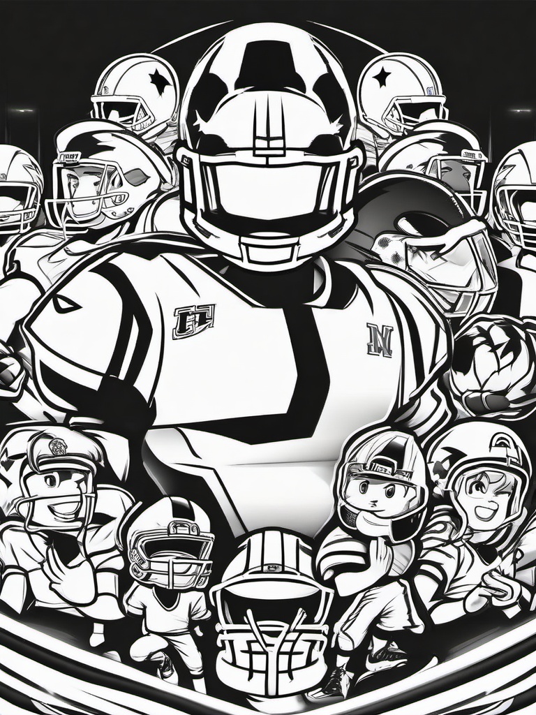 Football Mascots Coloring Pages - Colorful Team Mascots on the Field  minimal black outline printable sheet, coloring page