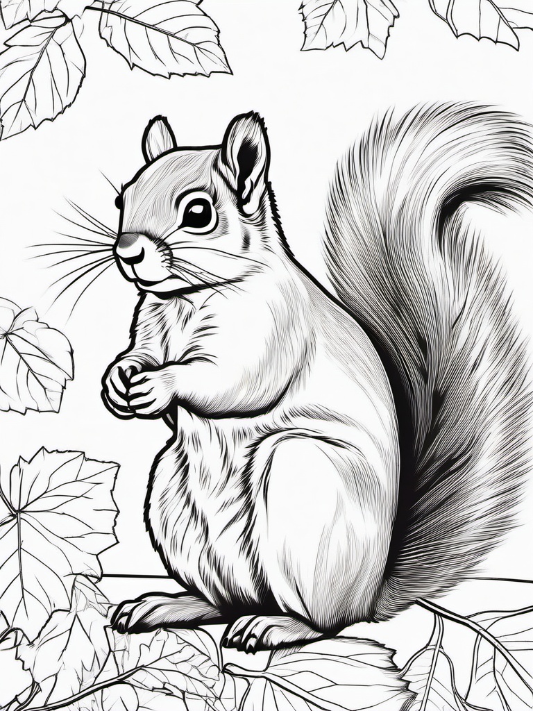 Thanksgiving Squirrel Coloring Pages - Cute Critter of the Autumn Season  minimal black outline printable sheet, coloring page