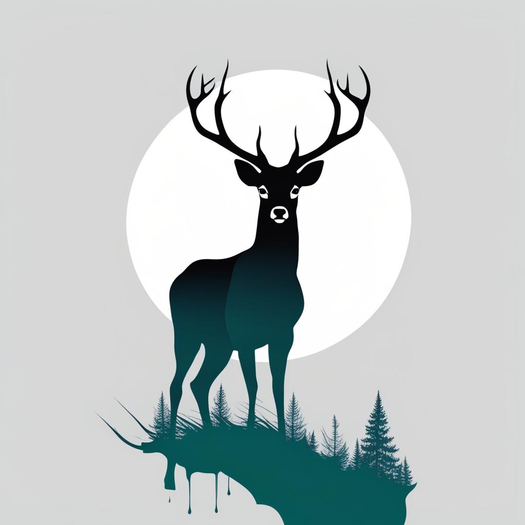 deer tattoo minimalist color design 