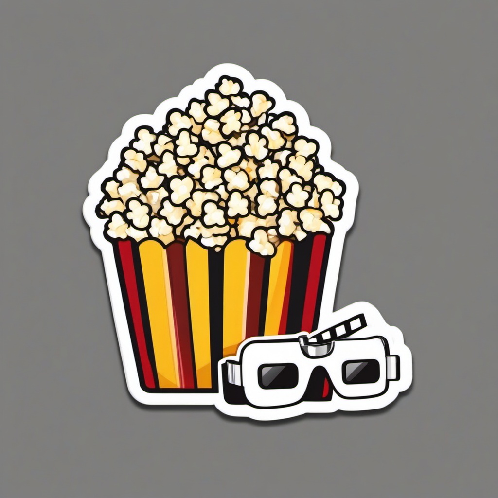 Popcorn and Film Reel Emoji Sticker - Cinematic delight, , sticker vector art, minimalist design