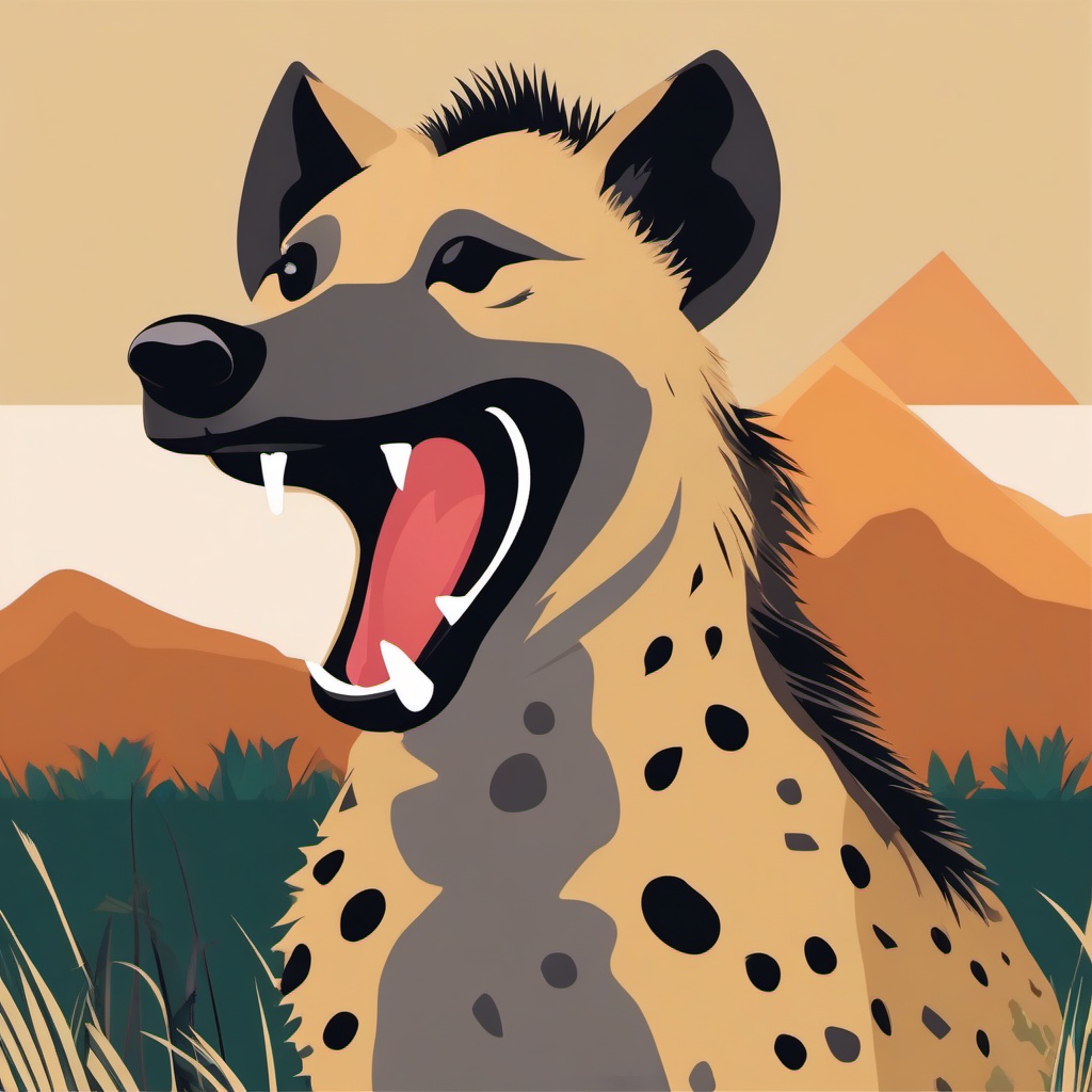 Hyena Clip Art - A laughing hyena in the wild,  color vector clipart, minimal style