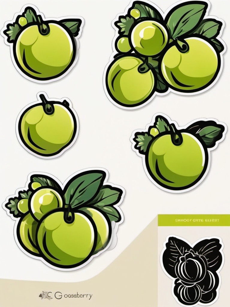 Gooseberry Sticker - Tart and delightful, a school of gooseberry-colored bursts, , sticker vector art, minimalist design