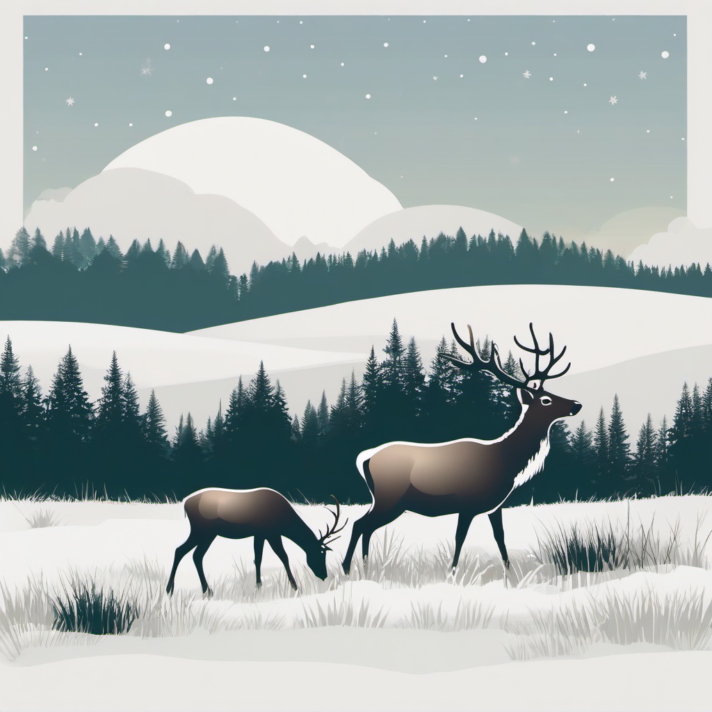 Reindeer clipart - reindeer grazing in a field  