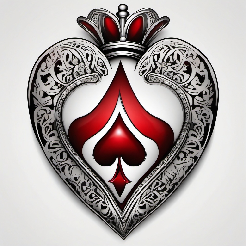 Ace of hearts tattoo, Ace of hearts, symbolizing luck and love, permanently etched in ink. , tattoo color art, clean white background