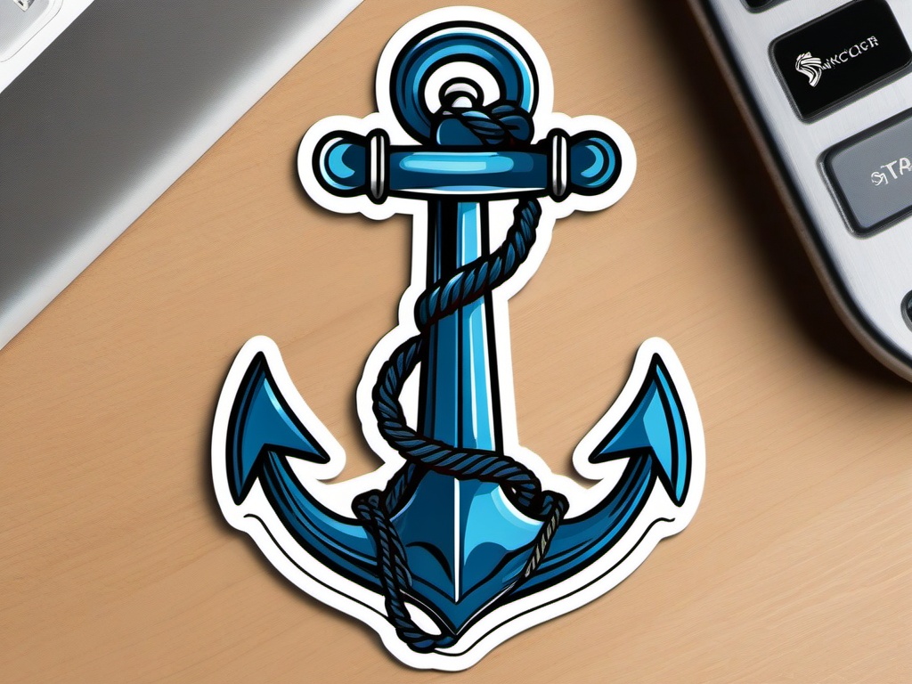 Anchor and Rope Knot Sticker - Nautical anchor with a intricately tied rope knot, ,vector color sticker art,minimal