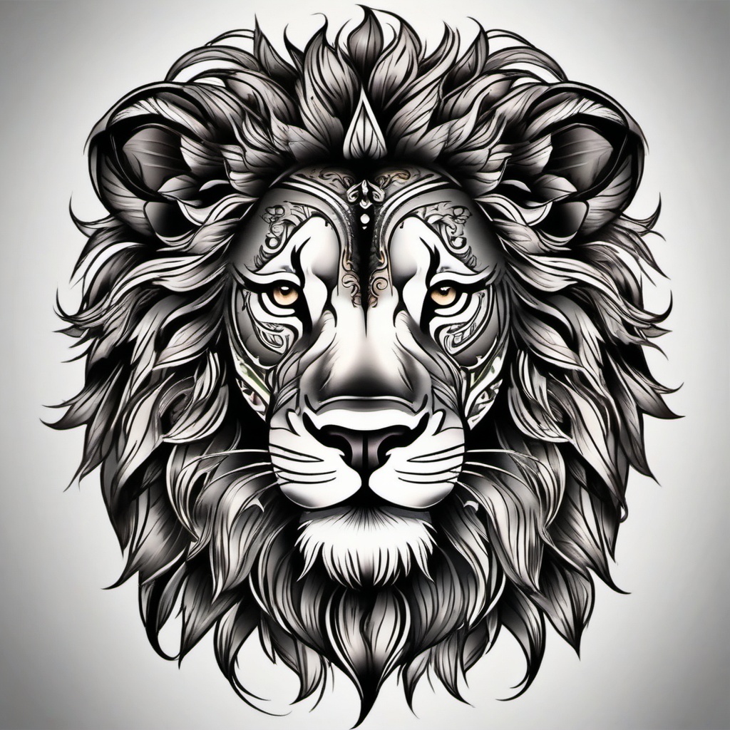 Traditional lion tattoo, Classic and timeless tattoos featuring traditional lion designs. , color tattoo designs, white clean background