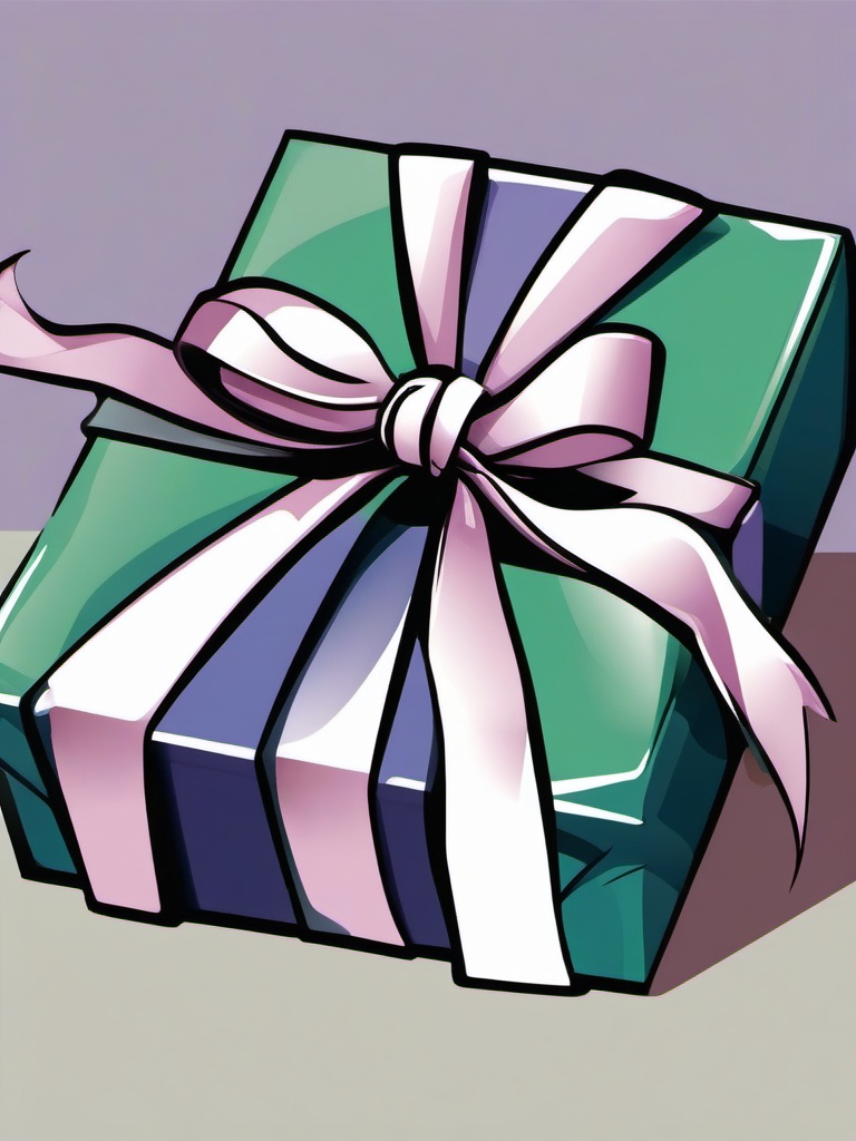 Present clipart - wrapped present with a shiny ribbon  