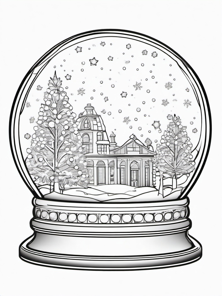 Snow Globe Colouring Page  outling,coloring pages,black and whit