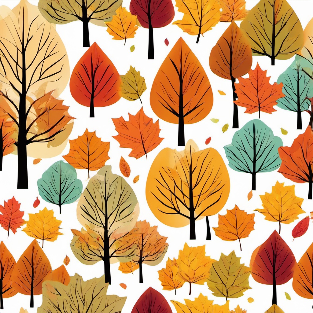 Autumn clipart - autumn trees with colorful leaves  