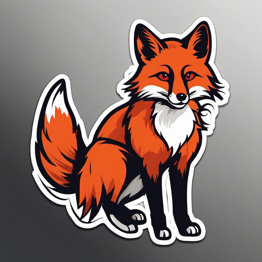 Red Fox Sticker - A sleek red fox with a bushy tail. ,vector color sticker art,minimal