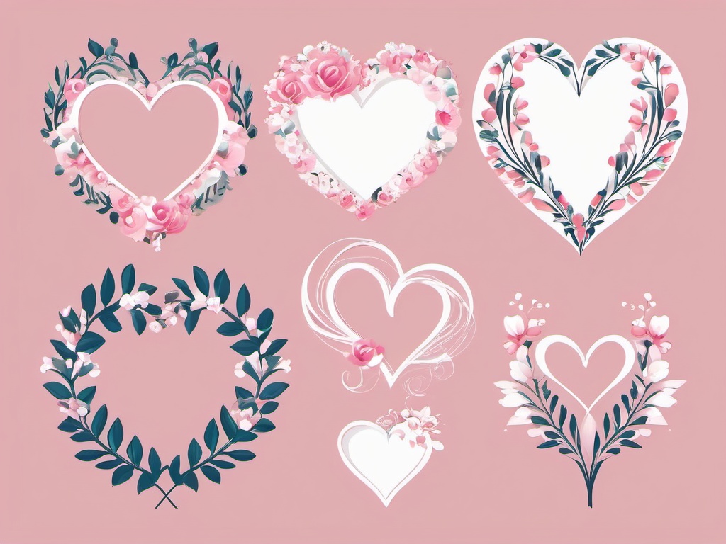 Wedding Heart clipart - Heart-shaped wedding decorations, ,vector color clipart,minimal