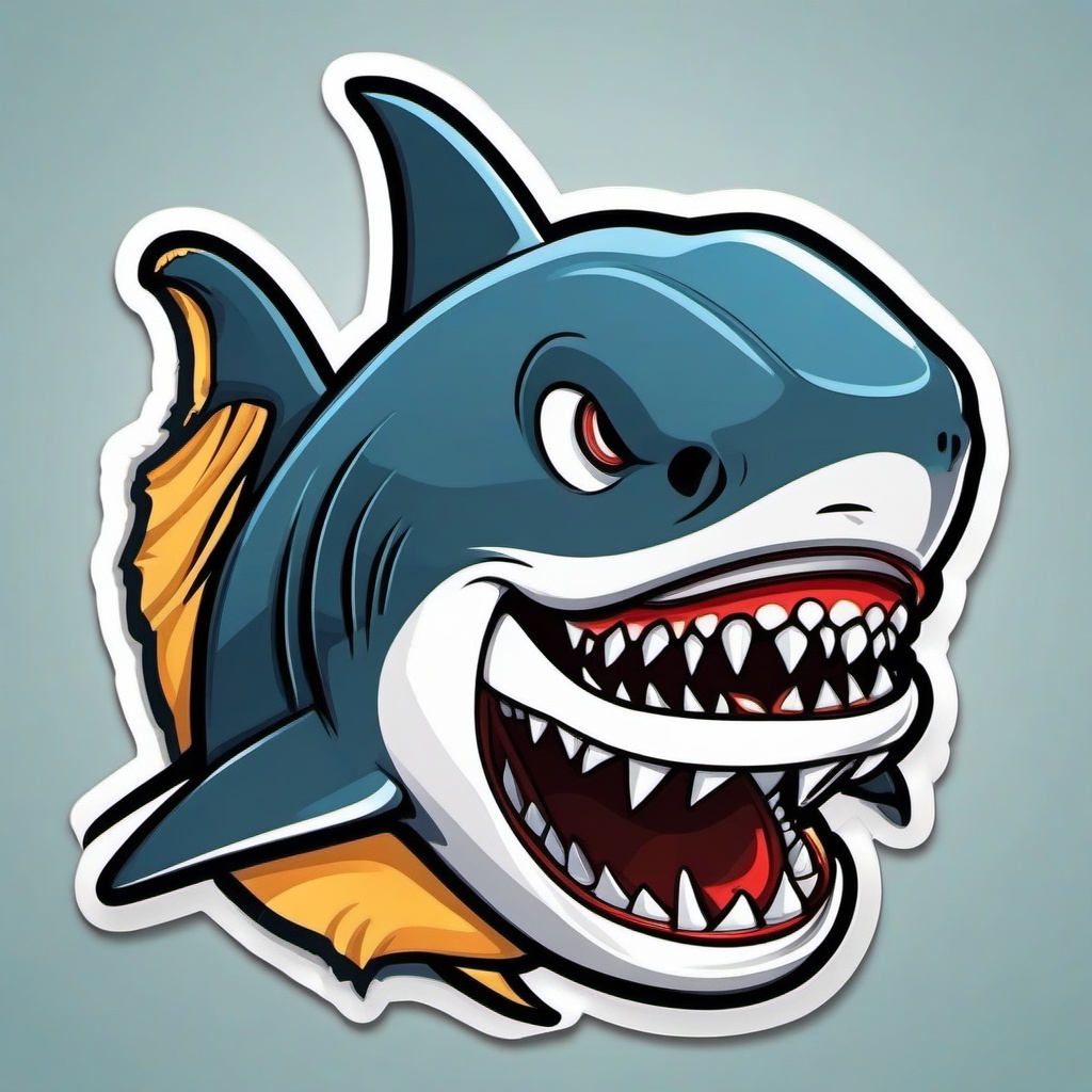 Shark cartoon - sharp-toothed ocean predator  cartoon sticker style