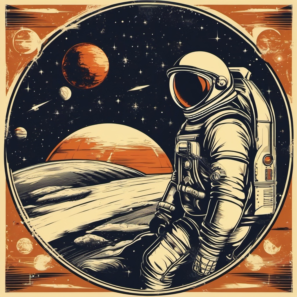 Retro Space Exploration , vintage t shirt vector art