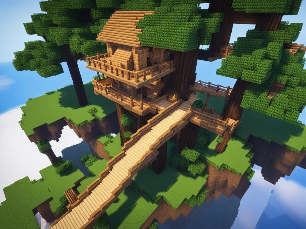 epic tree fort with multiple levels and rope bridges - minecraft house ideas minecraft block style