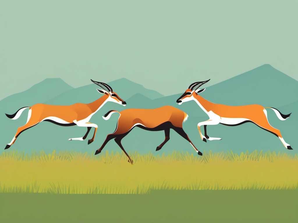 Gazelle Herd Clip Art - Herd of gazelles on the run,  color vector clipart, minimal style