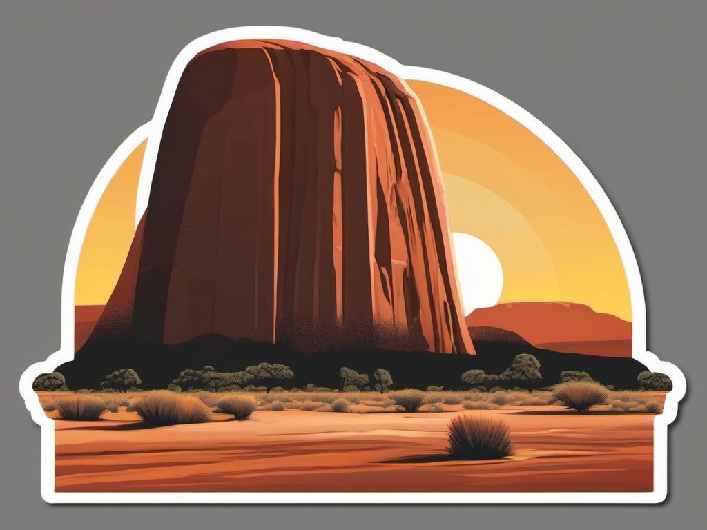 Uluru sticker- Sacred sandstone monolith in Australia's Outback, , sticker vector art, minimalist design