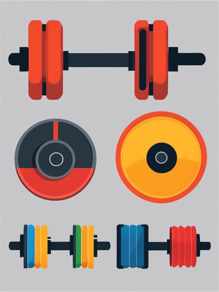 Weightlifting Barbell Clipart - A weightlifting barbell and weights.  color vector clipart, minimal style