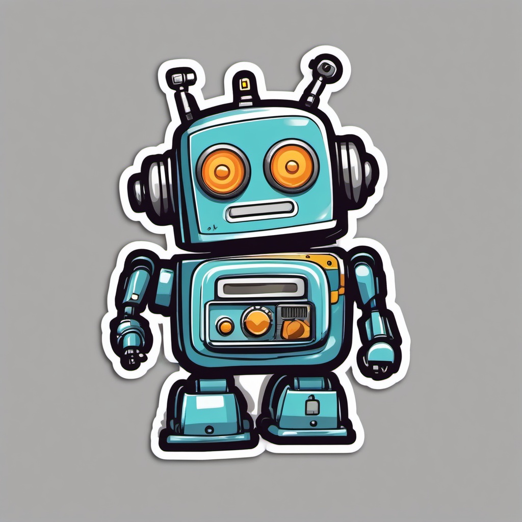 Cheerful Robot sticker- Beep-Boop Humor, , sticker vector art, minimalist design