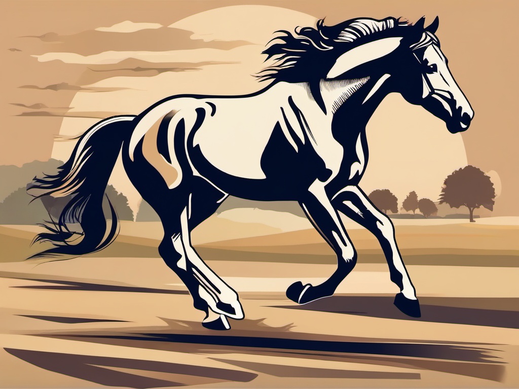 Colt clipart - Energetic colt running in the pasture, ,vector color clipart,minimal