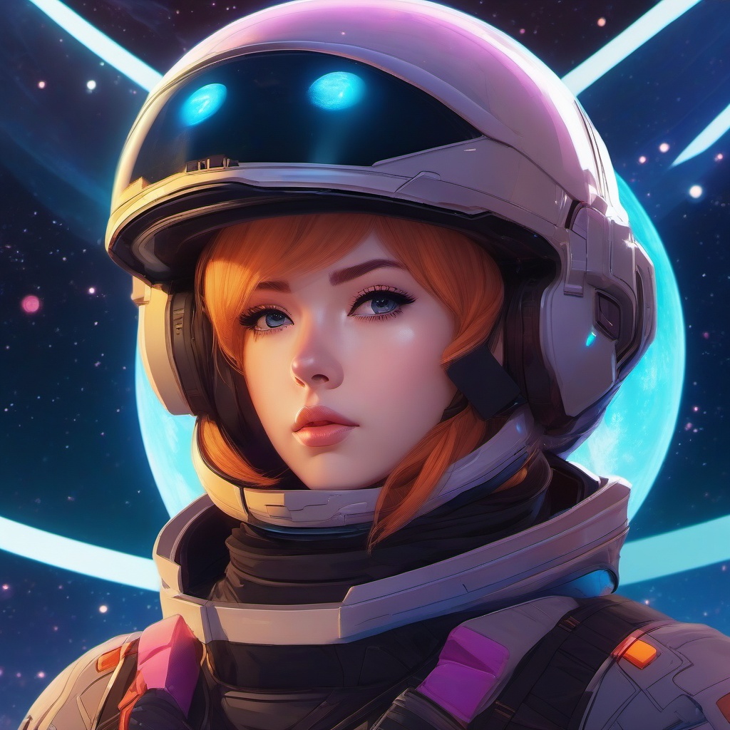 Sci-fi space captain on a distant planet.  front facing ,centered portrait shot, cute anime color style, pfp, full face visible