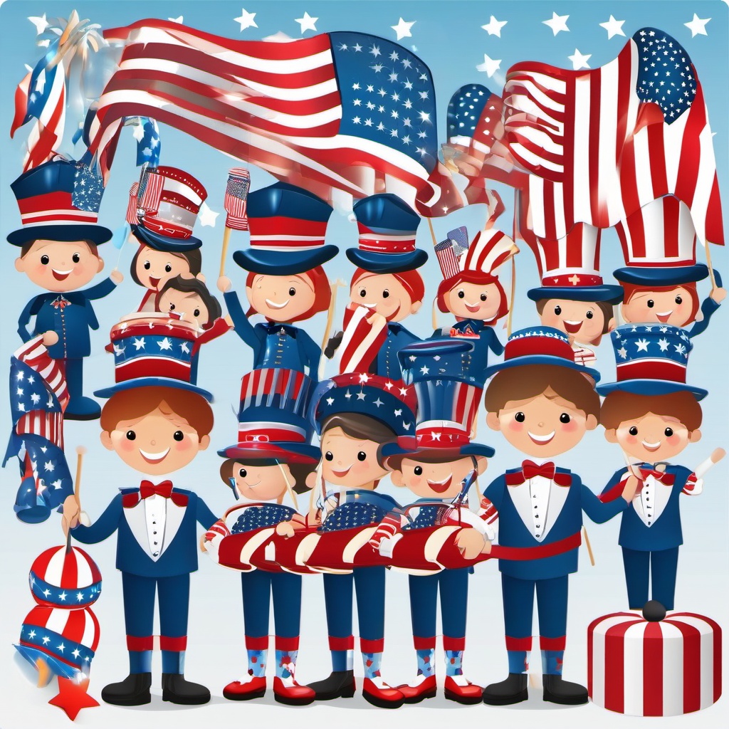 4th of July clipart - parade with floats and marching bands  