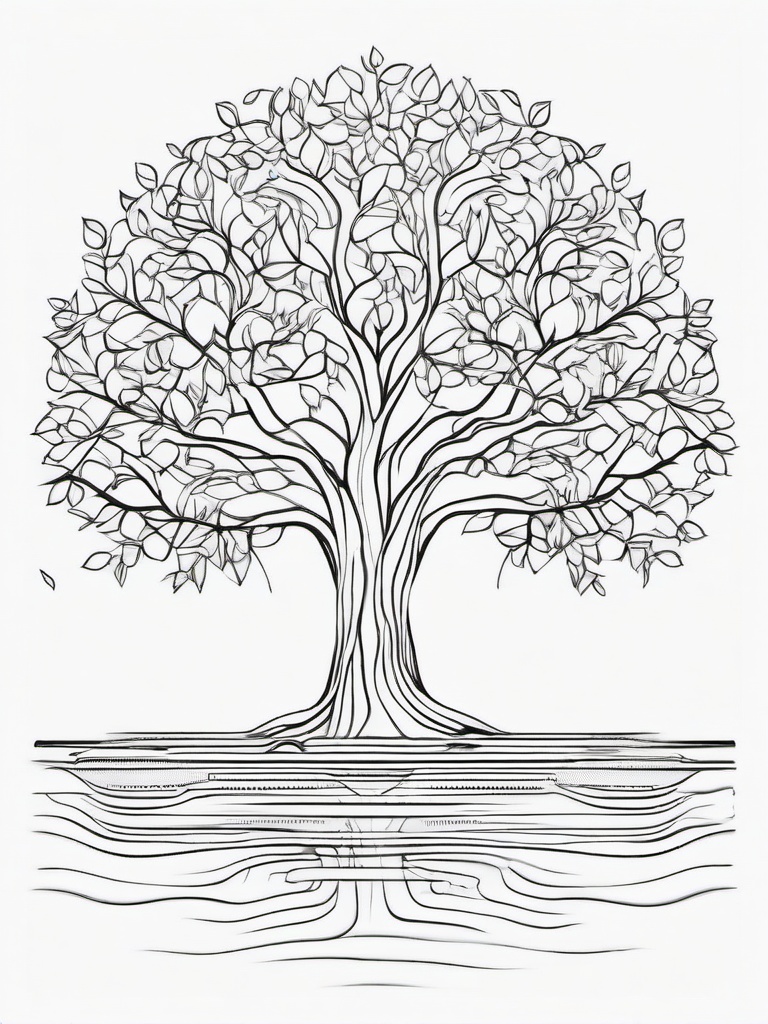 Thankful Tree Coloring Pages - Tree of Gratitude and Reflection  minimal black outline printable sheet, coloring page