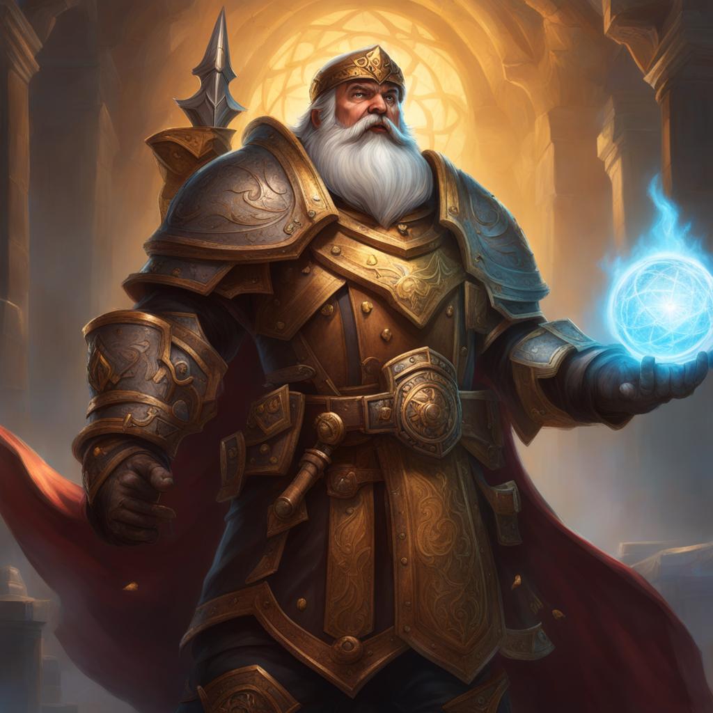 brannor ironclad, a dwarven cleric, is calling upon divine magic to smite undead with holy light. 