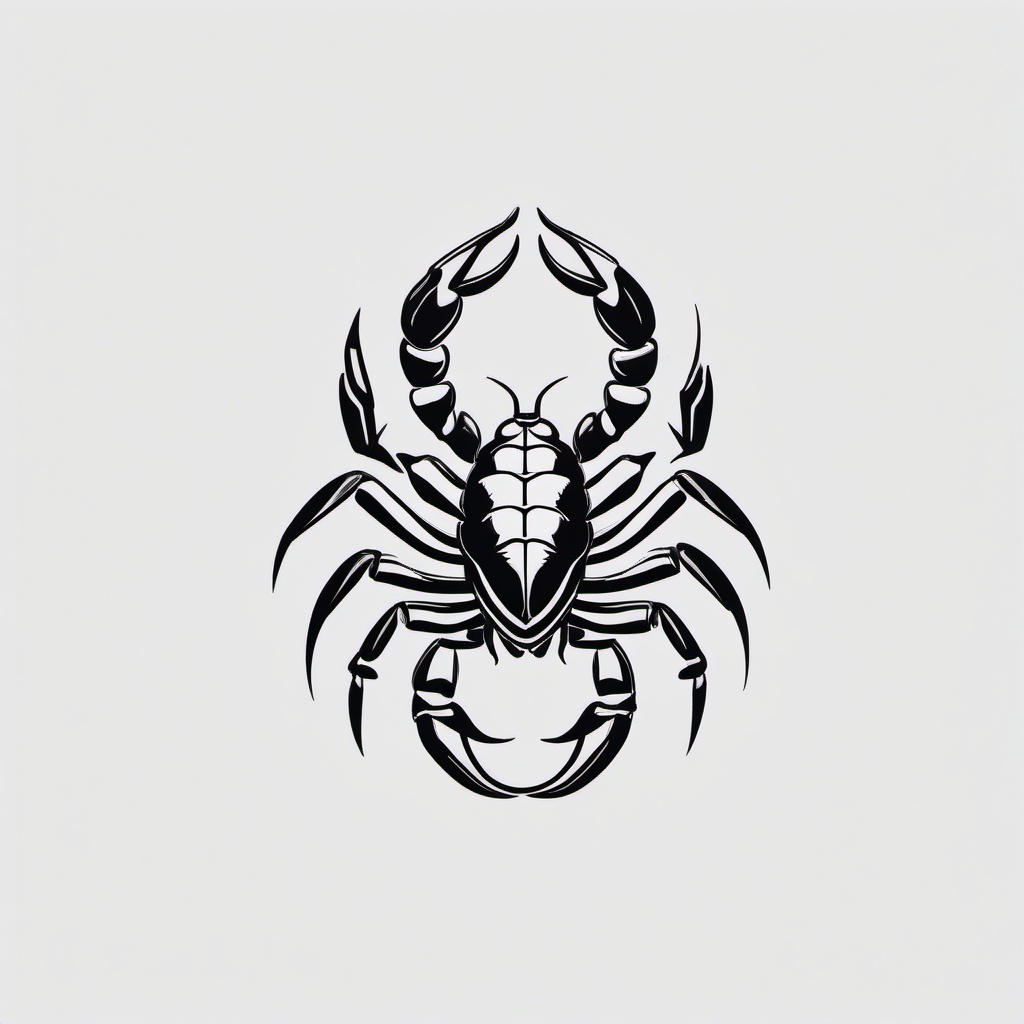 Minimal Scorpion Tattoo - Embrace simplicity with a minimalist scorpion tattoo design for a clean and refined look.  simple vector color tattoo,minimal,white background