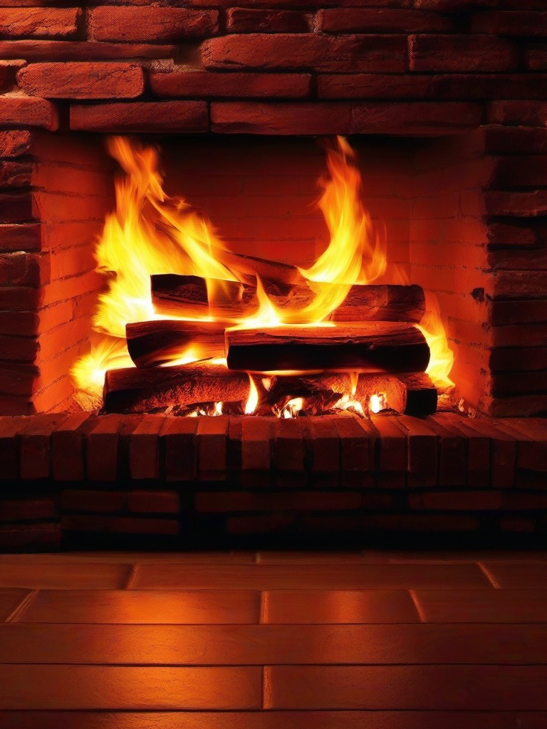 Fire Wallpaper - Fire burning in a brick fireplace  background wallpaper