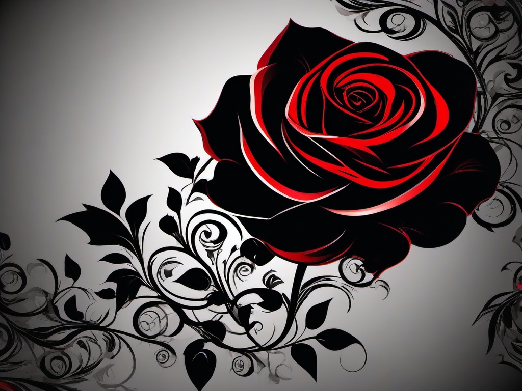 Red Rose And Black Background-Black background with a detailed red rose in one corner, creating a gothic look  background wallpaper