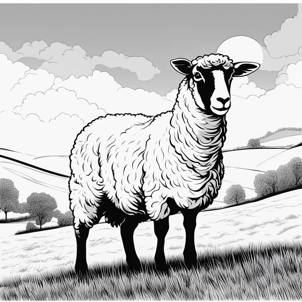 sheep clipart black and white 