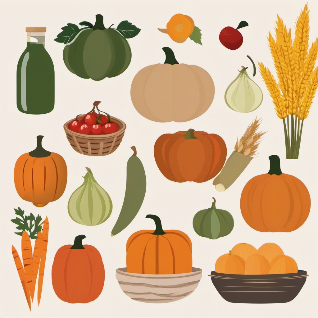 Fall Farmers Market Finds clipart - Fresh market finds, ,vector color clipart,minimal