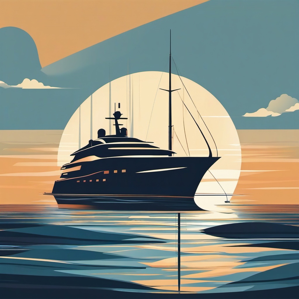 Yacht Clipart - A luxurious yacht sailing in calm waters.  color vector clipart, minimal style