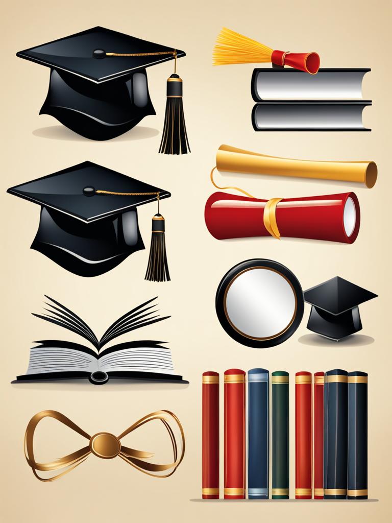 graduation clipart - a mortarboard and diploma, the triumphant symbols of educational achievement 