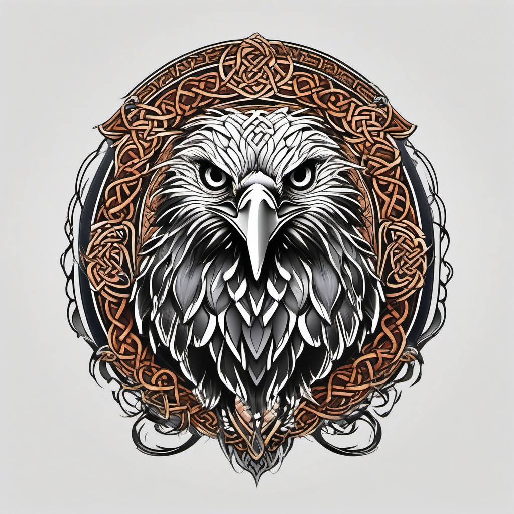 celtic eagle tattoo  simple color tattoo,minimal,white background