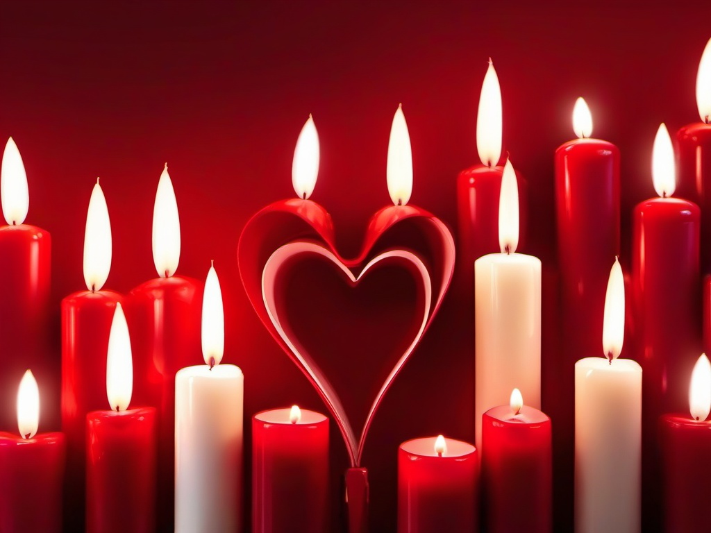 Valentine's Day background - Red and white candles arranged in a heart shape  aesthetic background wallpaper