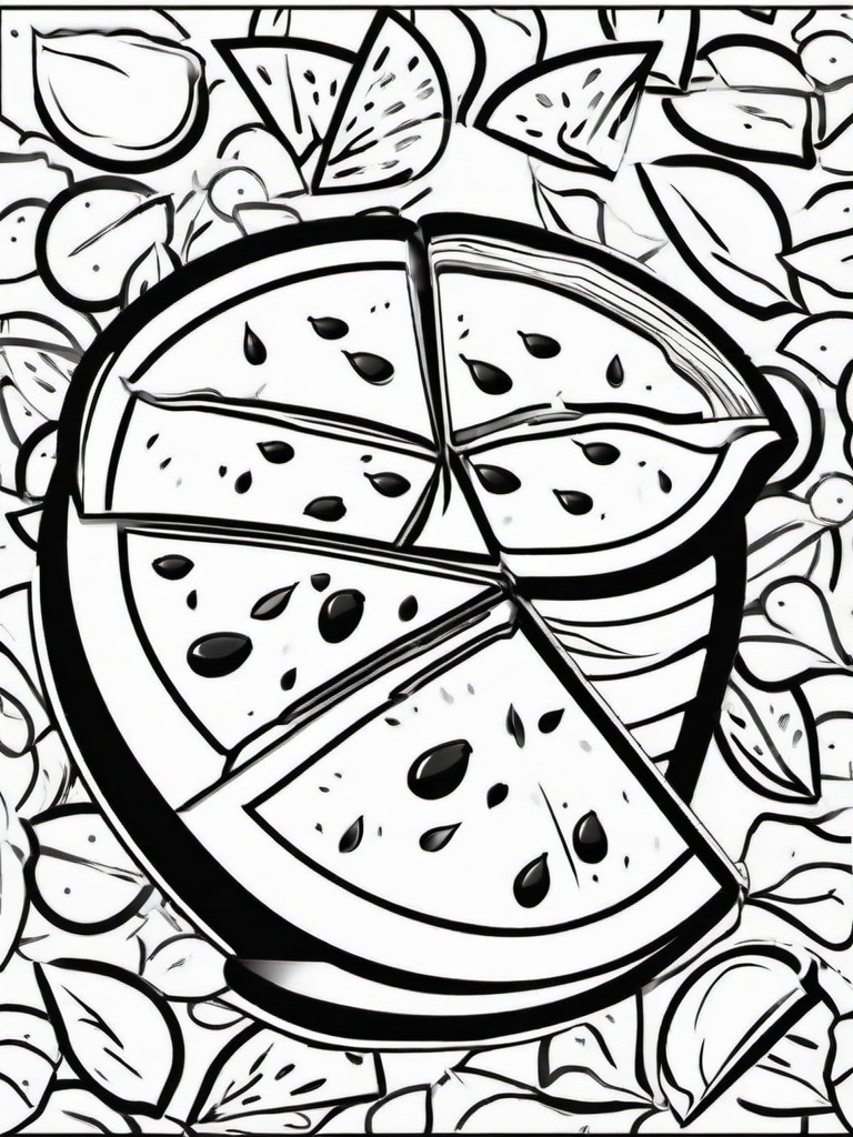 Fruit Coloring Pages - Juicy watermelon slice with seeds  simple coloring pages