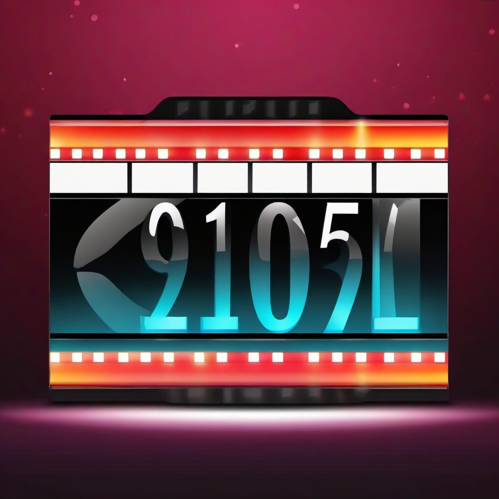 Movie clipart - movie countdown with flashing lights  color,minimalist,vector clipart