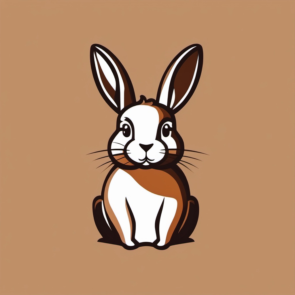 vector cute brown rabbit logo color design minimalist