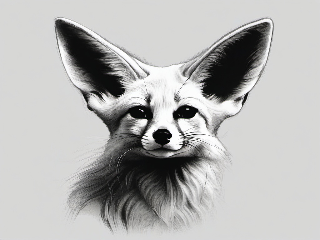 drawing of a fennec fox  minimal rough sketch scribbles,doodles,black and white