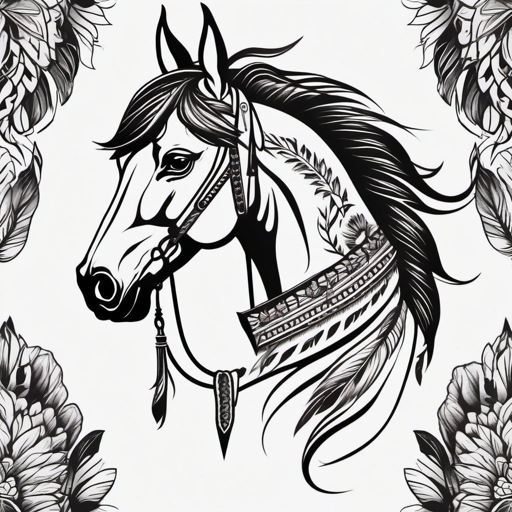 indian horse tattoo  simple tattoo,minimalist,white background