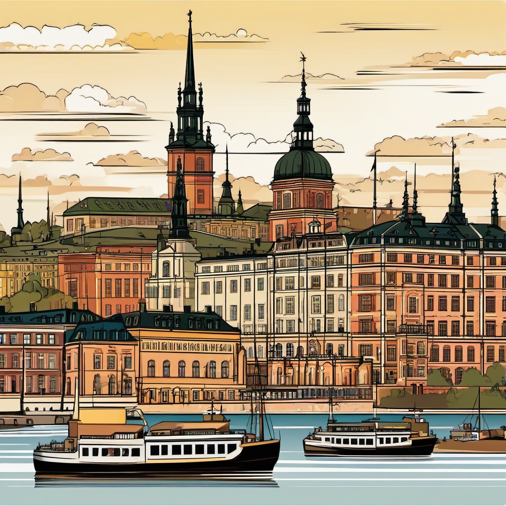 Stockholm clipart - Stockholm Palace and city islands, ,color clipart vector style