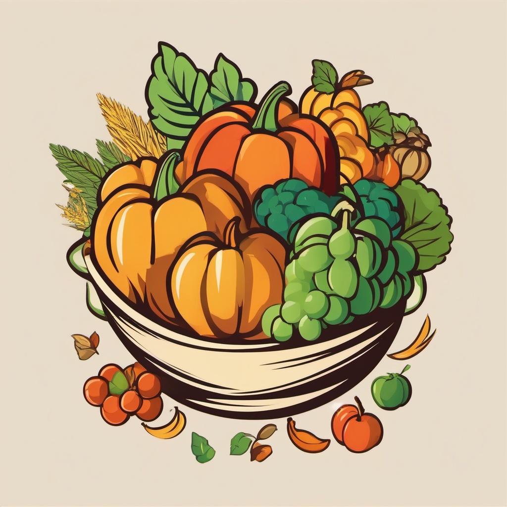 Cornucopia clipart - Cornucopia overflowing with bounty, ,vector color clipart,minimal