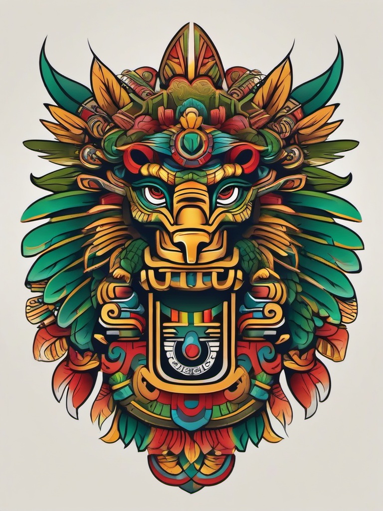 quetzalcoatl aztec tattoo  simple vector color tattoo