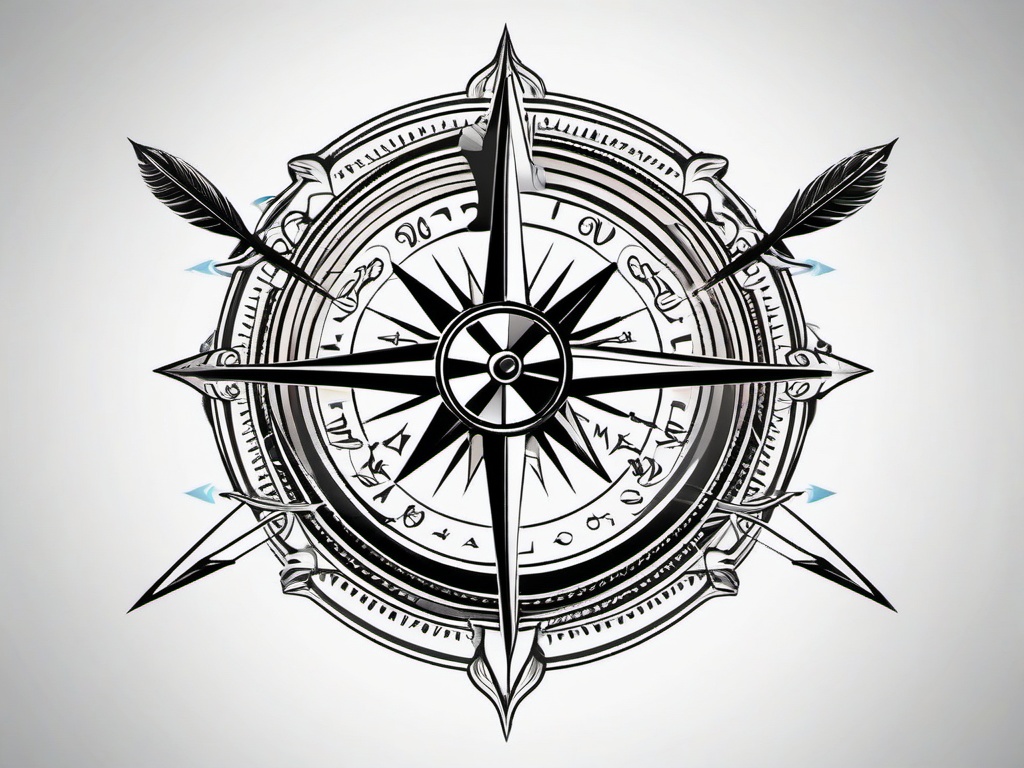 compass tattoo with arrow  vector tattoo design