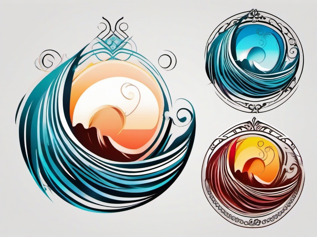 aquarius wave tattoo  simple vector color tattoo