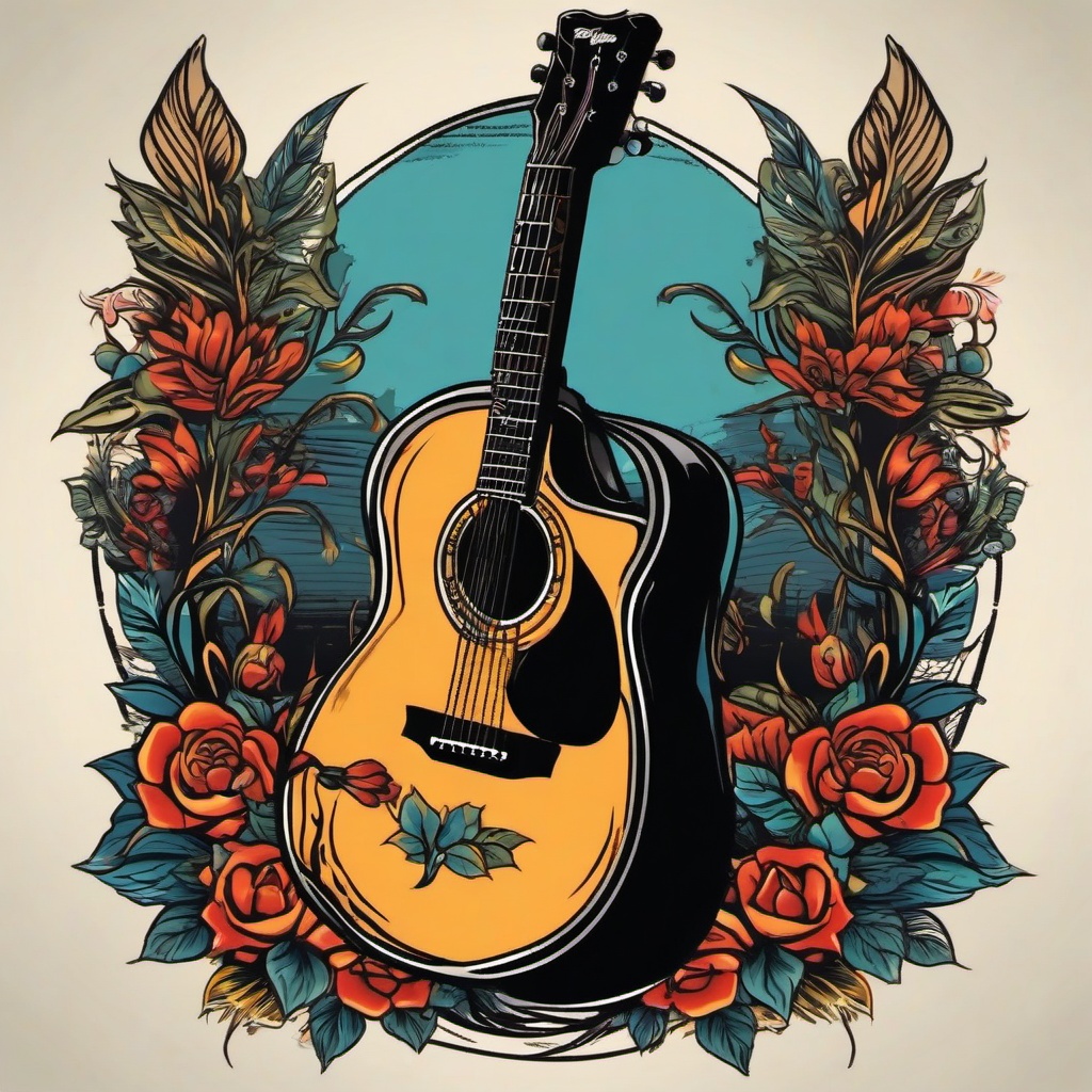 skeleton guitar tattoo  simple vector color tattoo