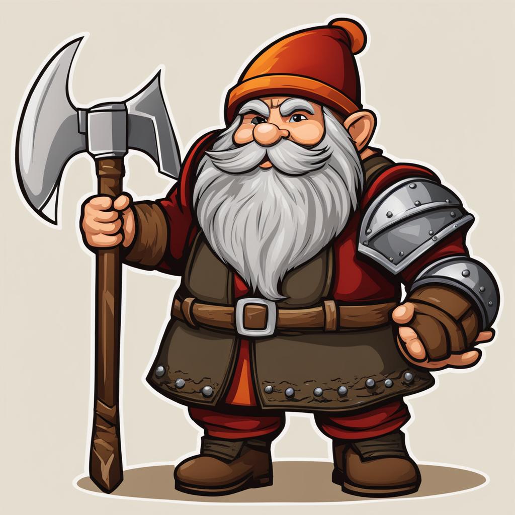 dwarf clipart - a stout dwarf with a pickaxe and helmet. 