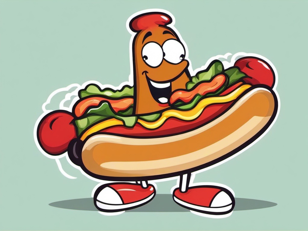 Hot Dog clipart - cartoon hot dog character  clipart