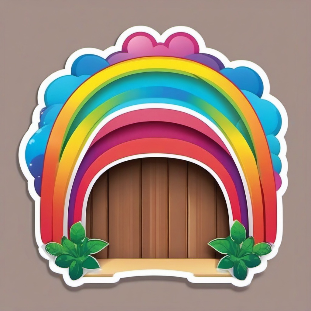 Smiling Rainbow sticker- Colorful Arch of Happiness, , color sticker vector art